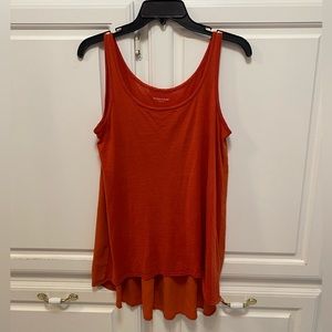 Eileen Fisher Hi-Lo Silk Cotton Burnt Orange Sleeveless Top Women’s Size S